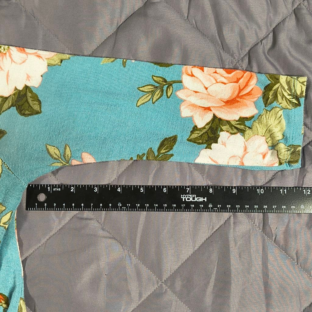 (M) Women's Promesa Blue Floral Print Three-quarter Sleeve Dress with Pockets - Picture 3 of 6